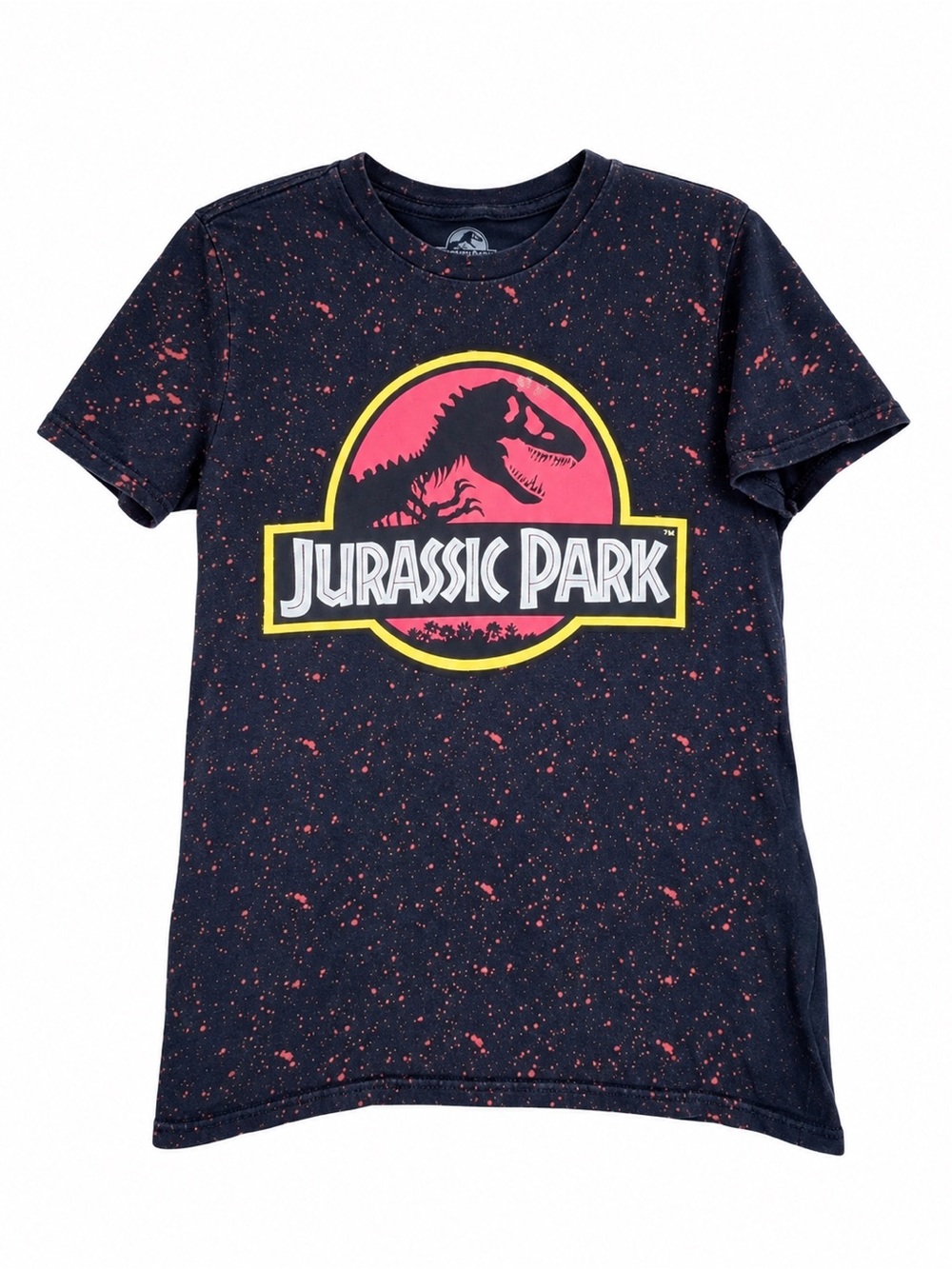 Jurassic Park Boys Dinosaur Logo Splatter Graphic T-Shirt Black Size M